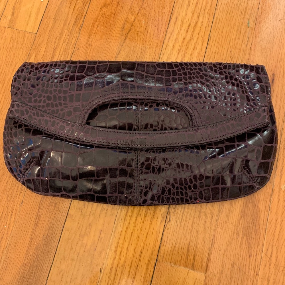 Nine West purple snakeskin clutch